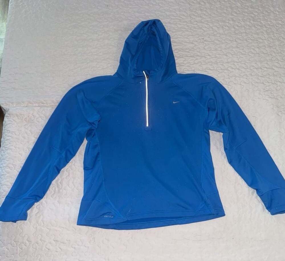 Nike Dri-FIT Hoodie Size L(12-14) Blue Half Zip